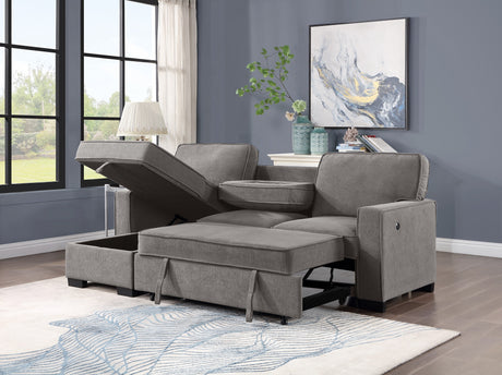 SH8891GRY* (2)2PC SECTIONAL W/ PULL-OUT BED & LAF CHAISE WITH STORAGE - Luna Furniture