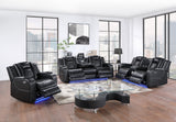 Radiant Black Power Reclining Chair, Power Headrests, Led Light from Homelegance - Luna Furniture