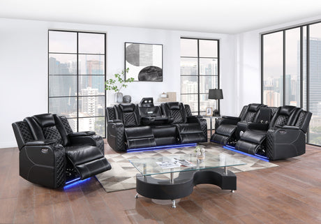 Radiant Black Power Reclining Chair, Power Headrests, Led Light from Homelegance - Luna Furniture