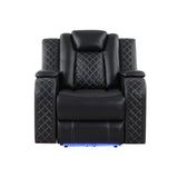 Radiant Black Power Reclining Chair, Power Headrests, Led Light from Homelegance - Luna Furniture