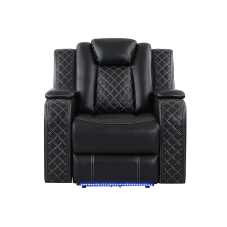 Radiant Black Power Reclining Chair, Power Headrests, Led Light from Homelegance - Luna Furniture