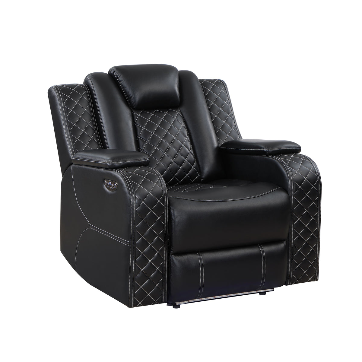 Radiant Black Power Reclining Chair, Power Headrests, Led Light from Homelegance - Luna Furniture