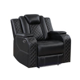 Radiant Black Power Reclining Chair, Power Headrests, Led Light from Homelegance - Luna Furniture