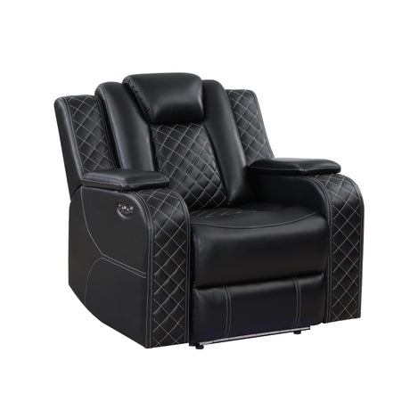 Radiant Black Power Reclining Chair, Power Headrests, Led Light from Homelegance - Luna Furniture