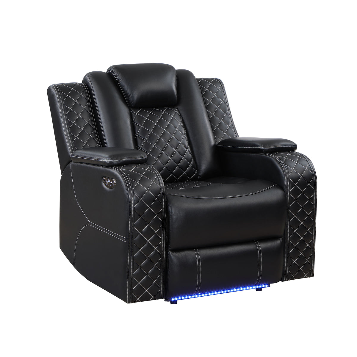 Radiant Black Power Reclining Chair, Power Headrests, Led Light from Homelegance - Luna Furniture