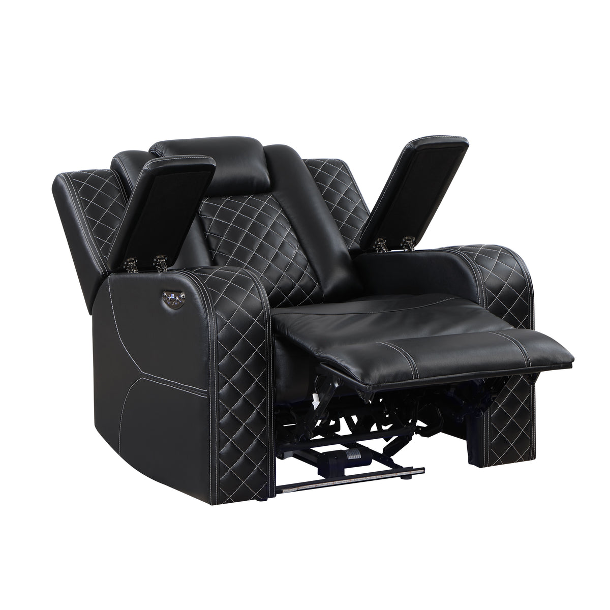 Radiant Black Power Reclining Chair, Power Headrests, Led Light from Homelegance - Luna Furniture