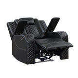 Radiant Black Power Reclining Chair, Power Headrests, Led Light from Homelegance - Luna Furniture