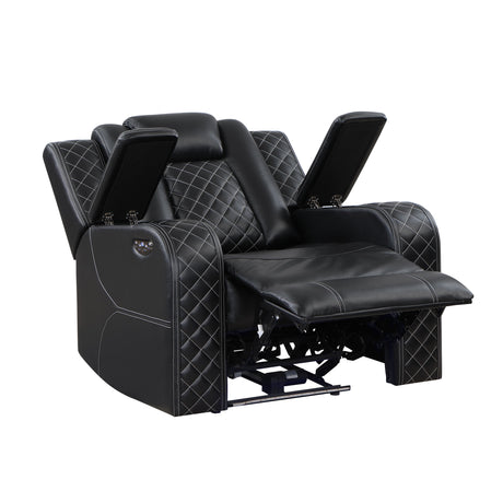 Radiant Black Power Reclining Chair, Power Headrests, Led Light from Homelegance - Luna Furniture