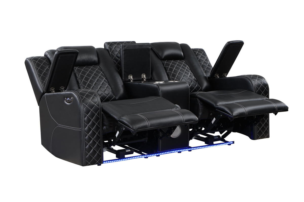 Radiant Black 2-Piece Power Double Reclining Set from Homelegance - Luna Furniture
