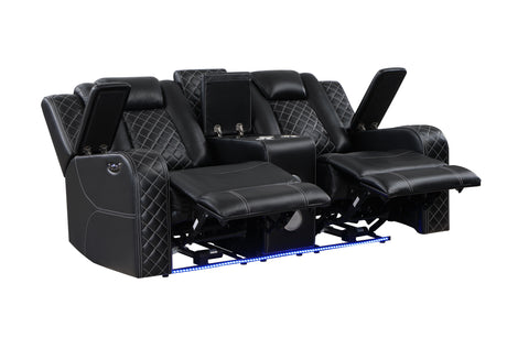 Radiant Black 2-Piece Power Double Reclining Set from Homelegance - Luna Furniture