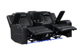 SH8895BLK-2 PW D. RECLN LOVESEAT W/ CONSOLE, PW HEADRESTS, LED LIGHT/SPEAKERS from Homelegance - Luna Furniture
