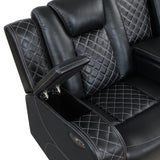 SH8895BLK-2 PW D. RECLN LOVESEAT W/ CONSOLE, PW HEADRESTS, LED LIGHT/SPEAKERS from Homelegance - Luna Furniture