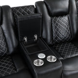 SH8895BLK-2 PW D. RECLN LOVESEAT W/ CONSOLE, PW HEADRESTS, LED LIGHT/SPEAKERS from Homelegance - Luna Furniture