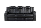 SH8895BLK-3 PW D. RECLN SOFA, PW HEADRESTS, LED LIGHT/SPEAKERS from Homelegance - Luna Furniture