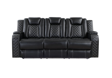 SH8895BLK-3 PW D. RECLN SOFA, PW HEADRESTS, LED LIGHT/SPEAKERS from Homelegance - Luna Furniture
