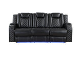 SH8895BLK-3 PW D. RECLN SOFA, PW HEADRESTS, LED LIGHT/SPEAKERS from Homelegance - Luna Furniture