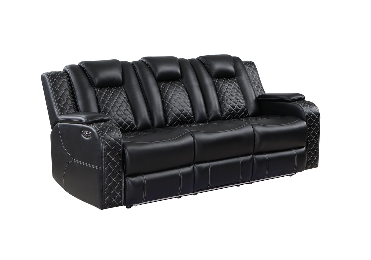 SH8895BLK-3 PW D. RECLN SOFA, PW HEADRESTS, LED LIGHT/SPEAKERS from Homelegance - Luna Furniture
