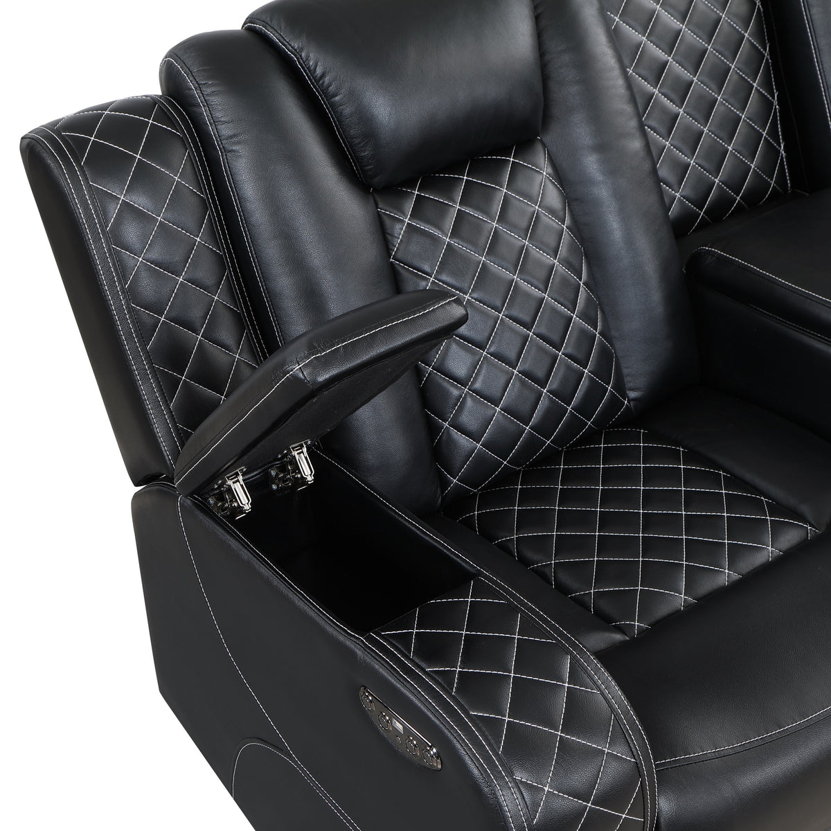 SH8895BLK-3 PW D. RECLN SOFA, PW HEADRESTS, LED LIGHT/SPEAKERS from Homelegance - Luna Furniture