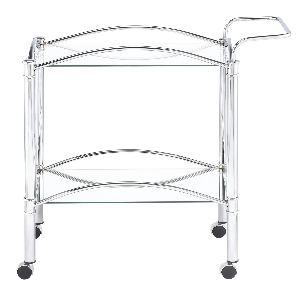 Shadix Chrome and Clear 2-Tier Serving Cart with Glass Top from Coaster - Luna Furniture