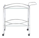 Shadix Chrome and Clear 2-Tier Serving Cart with Glass Top from Coaster - Luna Furniture