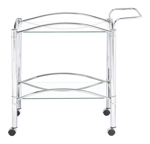 Shadix 2-tier Serving Cart with Glass Top Chrome and Clear - 910077 - Luna Furniture