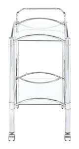 Shadix Chrome and Clear 2-Tier Serving Cart with Glass Top from Coaster - Luna Furniture
