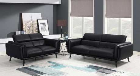 Shania 2-piece Track Arms Living Room Set Black - 509921-S2 - Luna Furniture