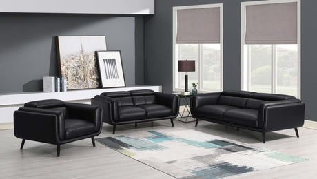 Shania 3-piece Track Arms Living Room Set Black - 509921-S3 - Luna Furniture