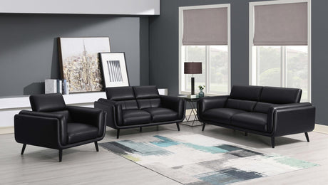 Shania 3-piece Track Arms Living Room Set Black - 509921-S3 - Luna Furniture