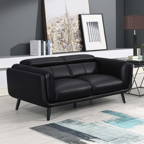 Shania Track Arms Loveseat with Tapered Legs Black - 509922 - Luna Furniture