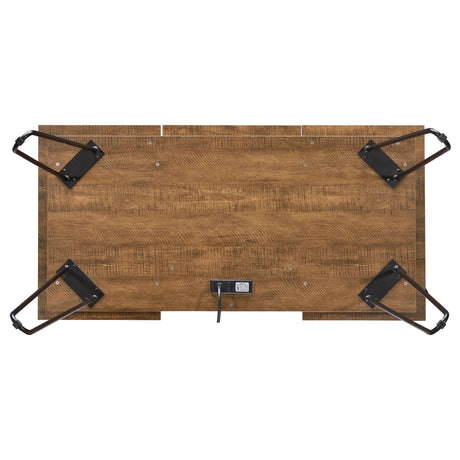 Sheeran Rustic Amber Writing Desk with 4 Hidden Storages from Coaster - Luna Furniture