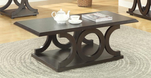 Shelly C-shaped Base Coffee Table Cappuccino - 703148 - Luna Furniture
