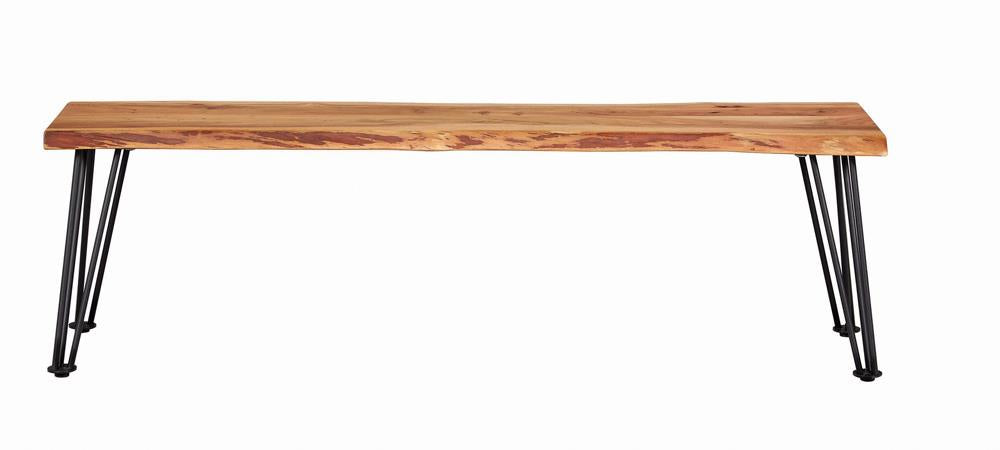 Sherman Natural Acacia and Matte Black Bench from Coaster - Luna Furniture