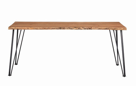 Sherman Natural Acacia and Matte Black Rectangular Dining Table from Coaster - Luna Furniture