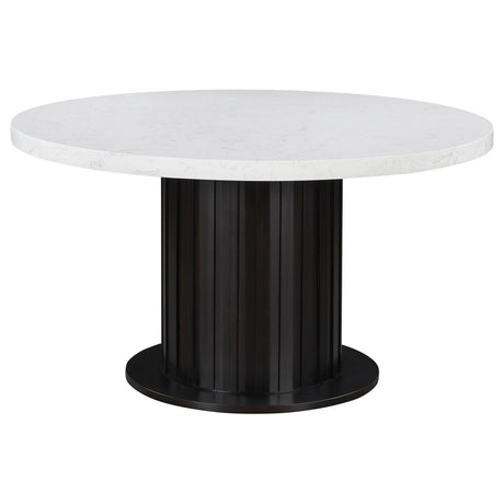 Sherry Round Dining Table Rustic Espresso and White - 115490 - Luna Furniture