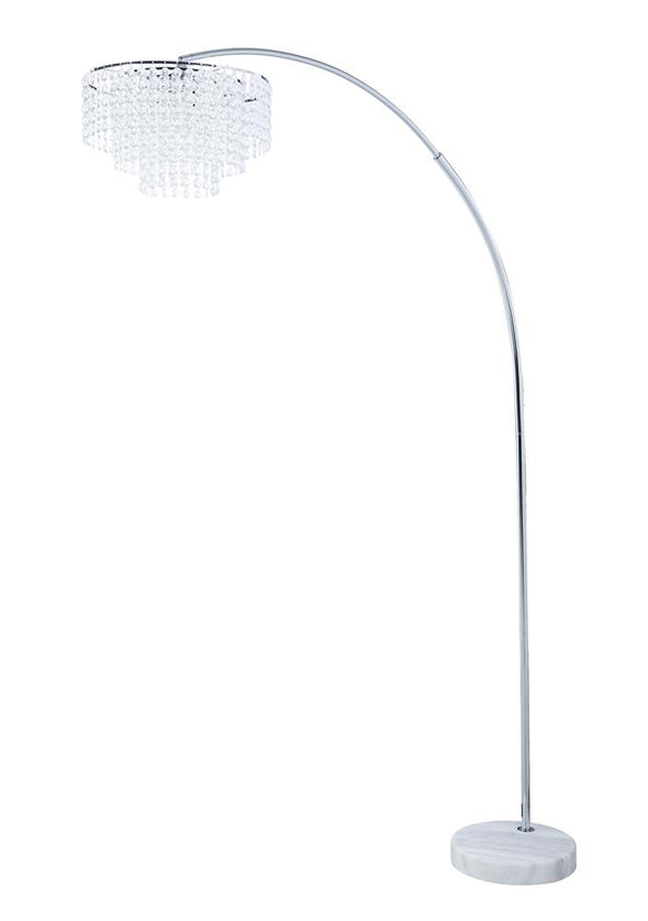 Shirley Marble Base Floor Lamp Chrome and Crystal - 920065 - Luna Furniture