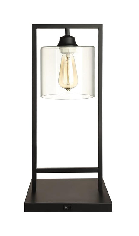 Shoto Glass Shade Table Lamp Black - 902964 - Luna Furniture