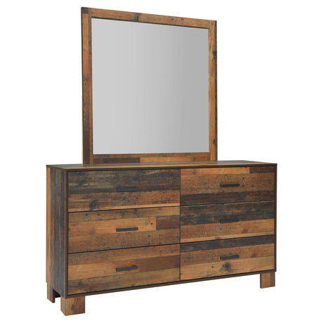 Sidney 6-drawer Dresser with Mirror Rustic Pine - 223143M - Luna Furniture