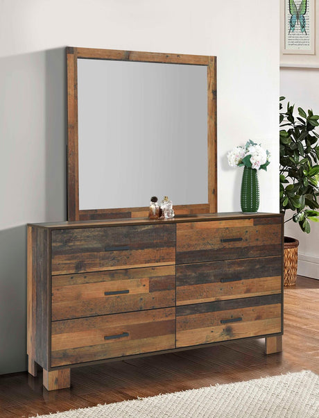 Sidney 6-drawer Dresser with Mirror Rustic Pine - 223143M - Luna Furniture