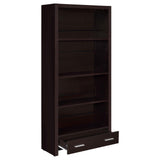 Skylar Cappuccino 5-Shelf Bookcase with Storage Drawer from Coaster - Luna Furniture