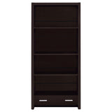 Skylar Cappuccino 5-Shelf Bookcase with Storage Drawer from Coaster - Luna Furniture