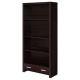 Skylar Cappuccino 5-Shelf Bookcase with Storage Drawer from Coaster - Luna Furniture