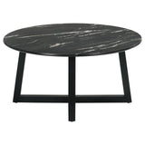 Skylark Round Coffee Table with Marble-like Top Letizia and Light Oak - 707848 - Luna Furniture
