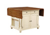 Slater 2-drawer Kitchen Island with Drop Leaves Brown and Buttermilk - 102271 - Luna Furniture