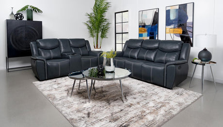 Sloane 2-piece Upholstered Motion Reclining Sofa Set Blue - 610271-S2 - Luna Furniture