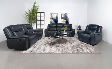 Sloane 3-piece Upholstered Motion Reclining Sofa Set Blue - 610271-S3 - Luna Furniture