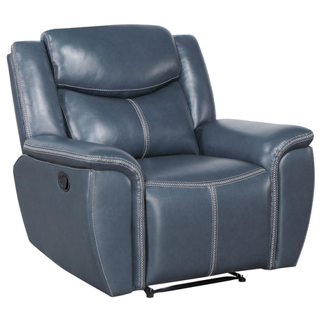 Sloane Upholstered Motion Recliner Chair Blue - 610273 - Luna Furniture