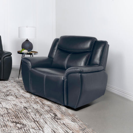 Sloane Upholstered Motion Recliner Chair Blue - 610273 - Luna Furniture