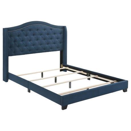 Sonoma Full Camel Headboard Bed with Nailhead Trim Blue - 310071F - Luna Furniture