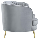 Sophia Gray and Gold Upholstered 2-Piece Living Room Set with Camel Back from Coaster - Luna Furniture